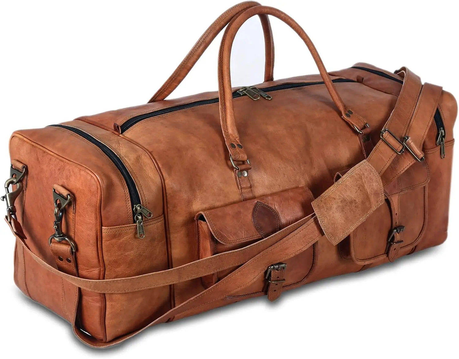 

Large 32 Inch Men's Duffel Bag for Travel, Gym, Sports, and Weekend Trips - Durable Leather Holdall