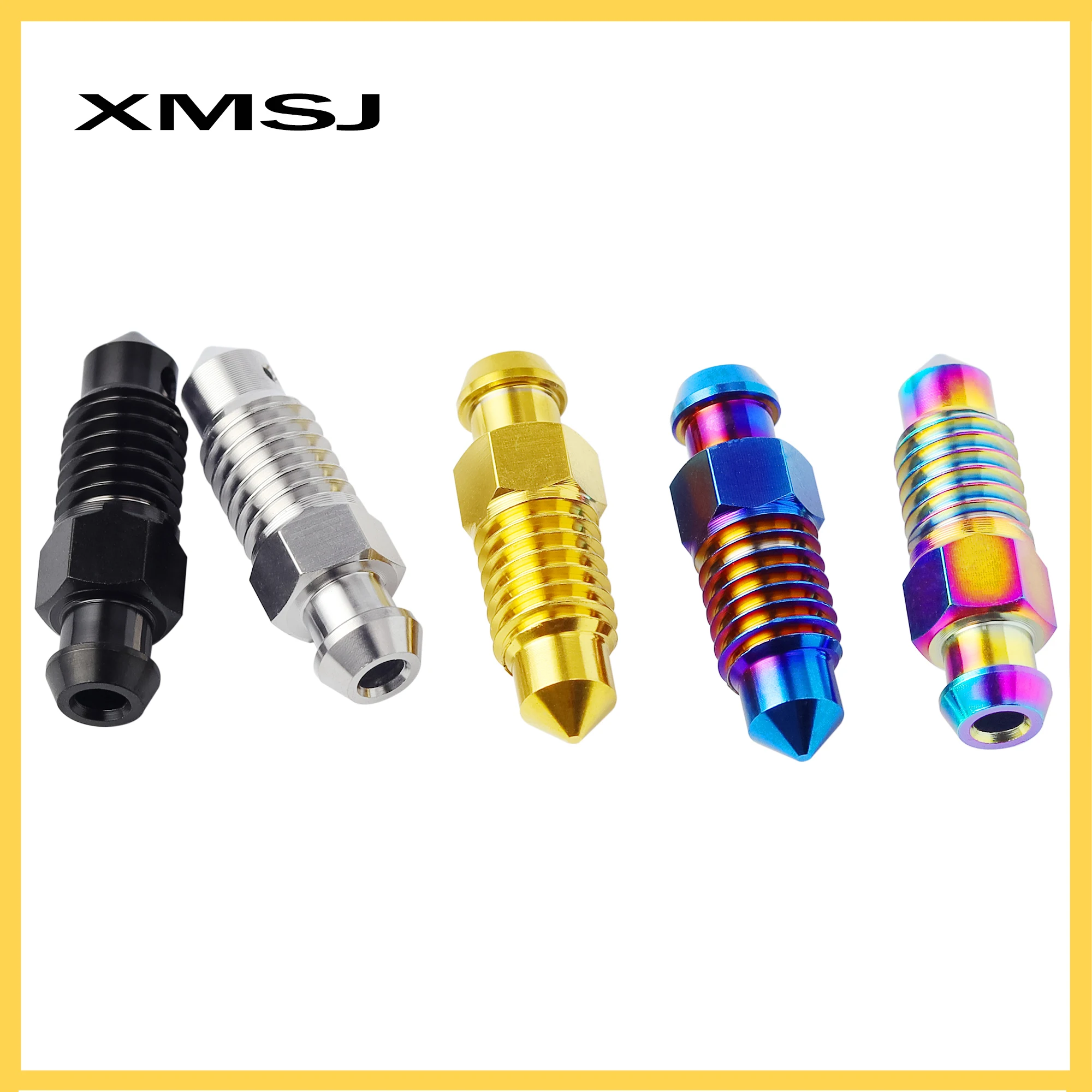 XMSJ Gr5 Titanium Bolt Motorcycle Brake Caliper Oil Drain Air Bleed Nipple Bolt M8x1.25mm Deflation Bleeder Bleed Screw Parts