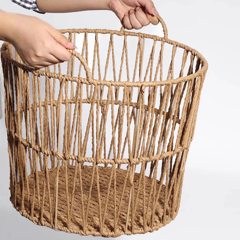 Panier à linge de Style français, panier à linge en rotin tissé pour salle de bain, organisateur de vêtements sales Vintage, bac de rangement respirant