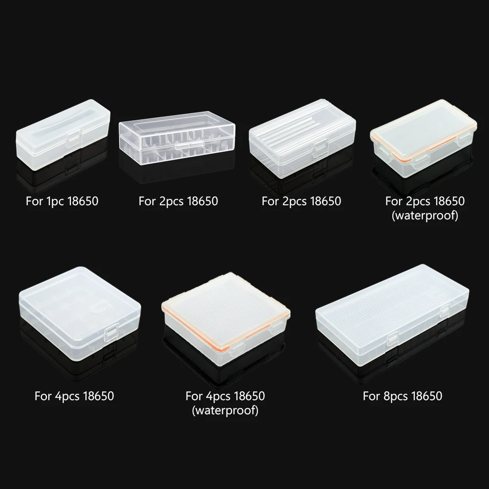 Hard Plastic 18650 Battery Storage Boxes Case Holder With Clip For 1/2/4/8x 18650 4x16340 Rechargeable Battery Waterproof Cases