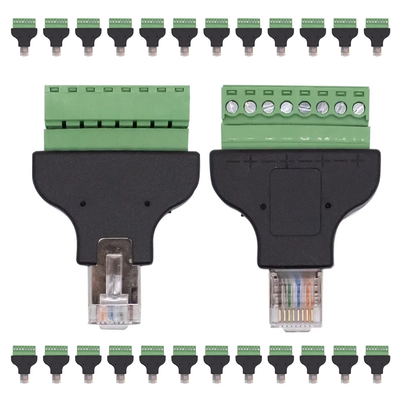 2/4/8PCS RJ45 Female To Screw Terminal 8Pin Connector Adapter Ethernet Cable Extender Computer Related Connection And Connector