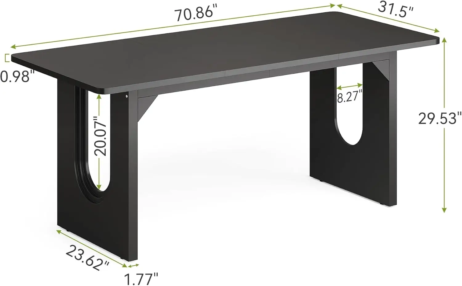 Little Tree-Bureau d'ordinateur d'écriture avec rangement, bureau d'étude, bureau de travail pour le bureau à domicile, 70.8"