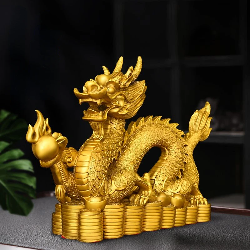 Feng Shui Brass Dragon Ornament Hanlong Five-clawed Hundred Wealth Yuanbao Home Living Room Decoration