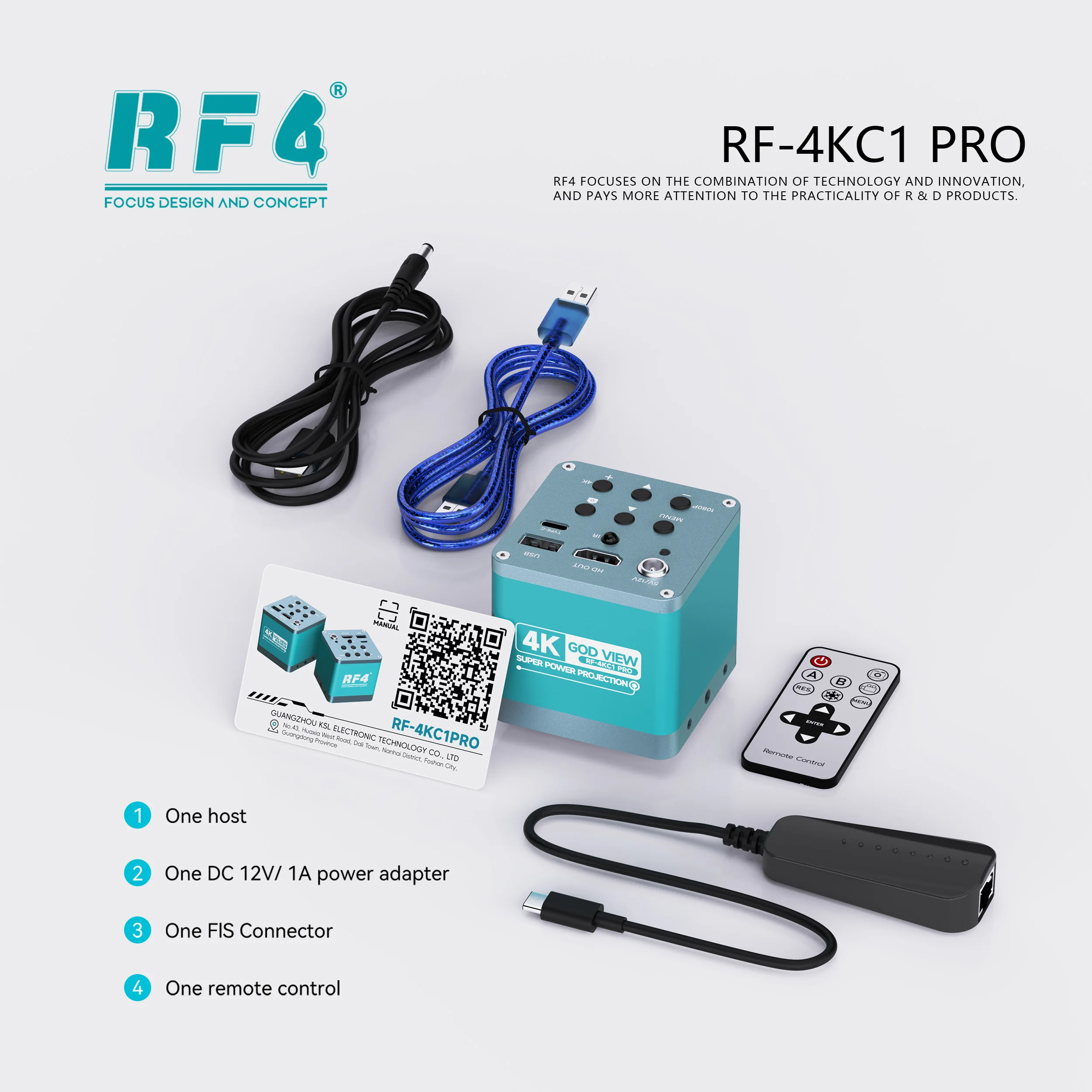 RF4 RF-4KC1 PRO Microscope HD 4K Camera, Real-time Current Tracking Curve Display  ，For Mobile Phone PCB Welding Repair