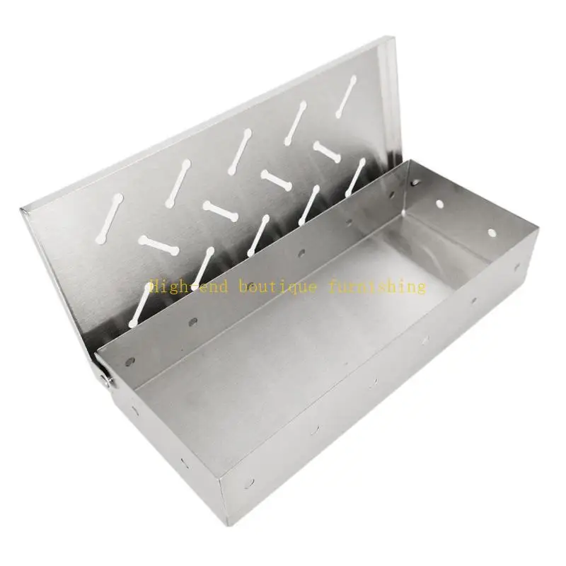 L9NB BBQ Grill Smoker Box Outdoor Camping Smoking Mesh Boxes Smoke Generator Stainless Barbecue Pellet Smoker Kitchen Utensil