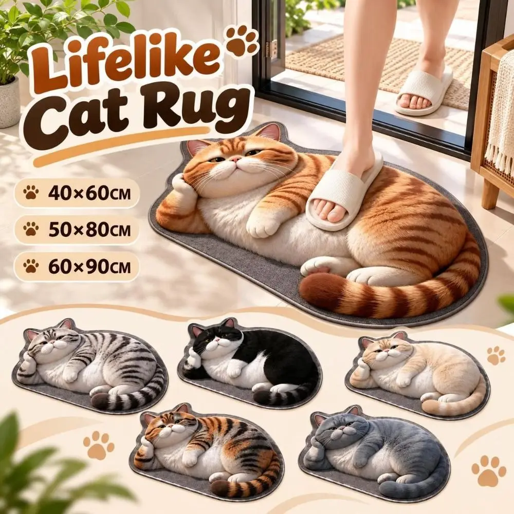 Diatomaceous Earth Lifelike Cat Floor Mat Non-slip 40×60CM 50×80CM 60×90CM Bathroom Carpet Washable Water-absorbing