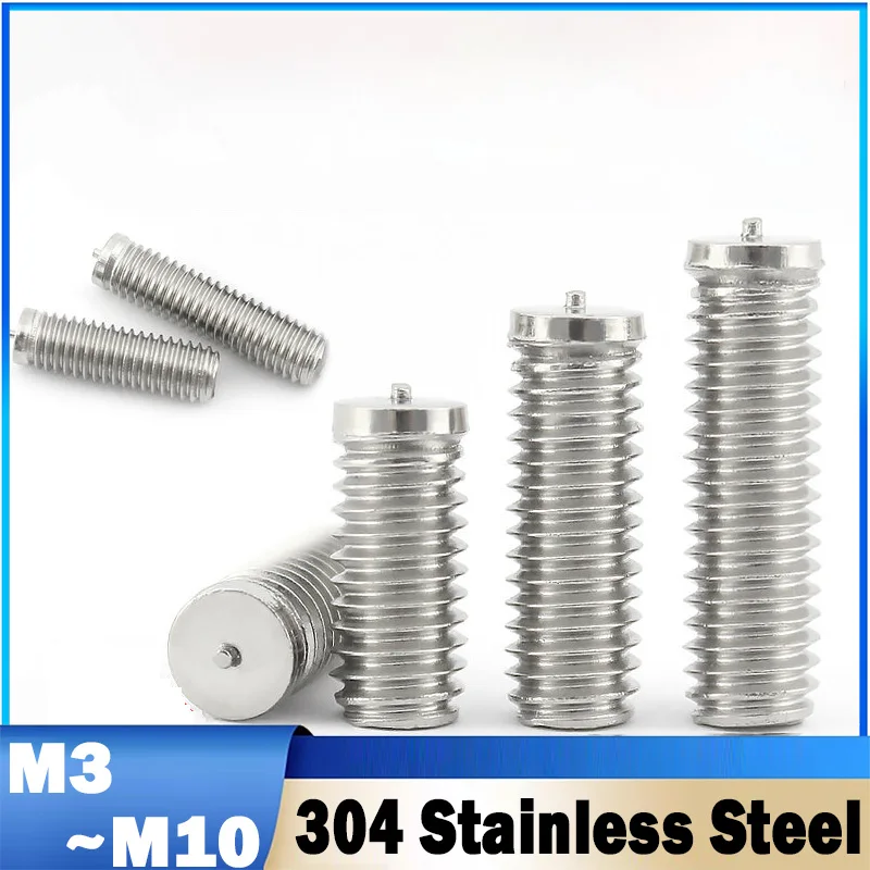 Leijiu Weld Studs M3 M4 M5 M6 M8 M10 304 Stainless Steel Headless Spot Welding Screws For Capacitor Discharge Welding