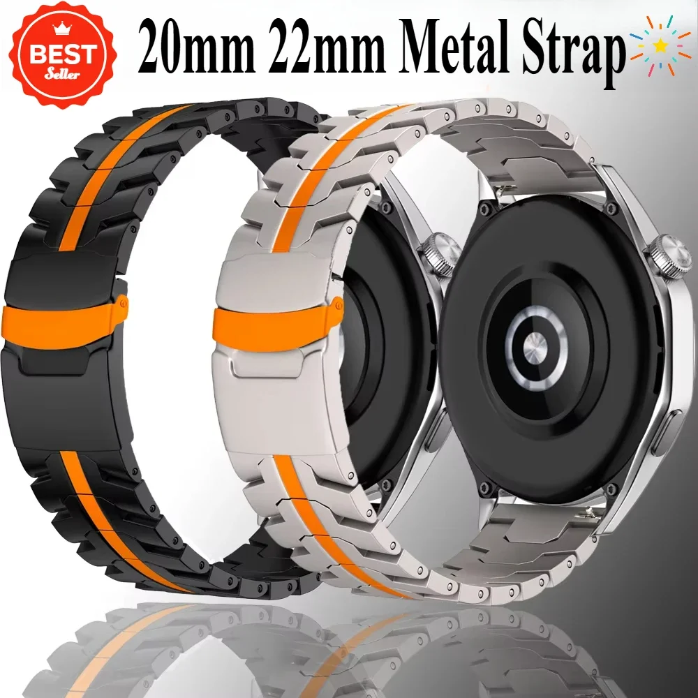 

Металлический ремешок 20 мм 22 мм для Huawei Watch GT6-5-4 Pro 46 мм, удобный прочный браслет для Samsung Galaxy Watch 7/6/5/4 40 мм 44 мм