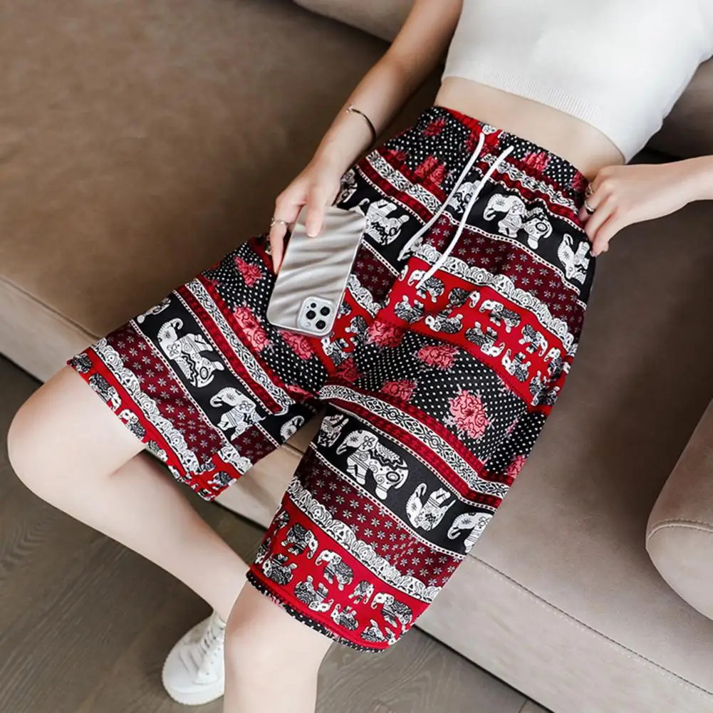 Thai Elephant Pattern Shorts Thailand Elephant Print Women's Summer Shorts Breathable Vacation Beachwear with for Homewear