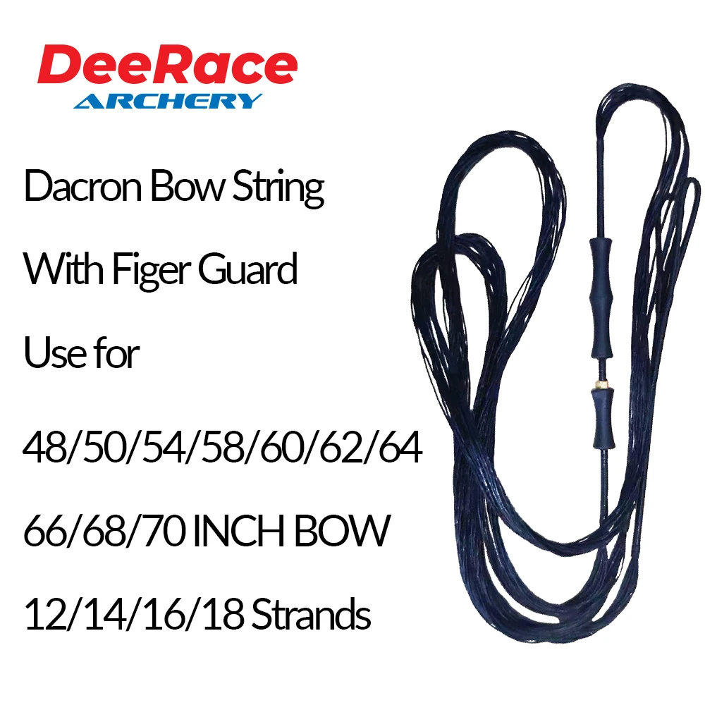 DeeRace Dacron Bow String B55 Archery Accessory Black With Finger Guard AMO 48