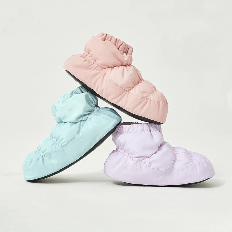 

Теплые хлопковые ботинки с низким берцем для танцевальной практики, разминочные балетки, бархатные детские туфли на мягкой подошве, утолщенные зимой