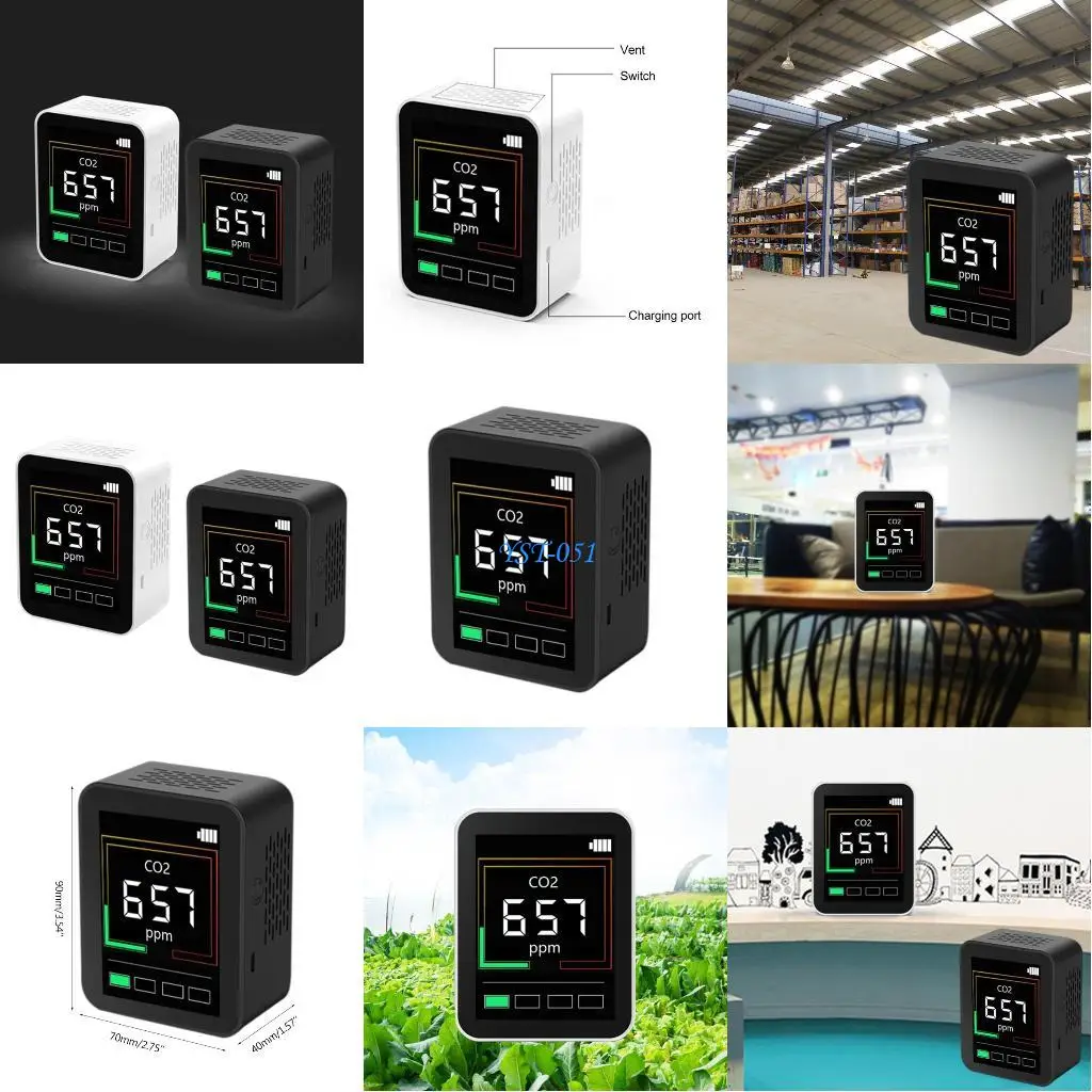 

E15A Upgraded CO2 Detector Air Quality Monitor Tester for Carbon Dioxide Easy Charging Air Quality Tester for Household