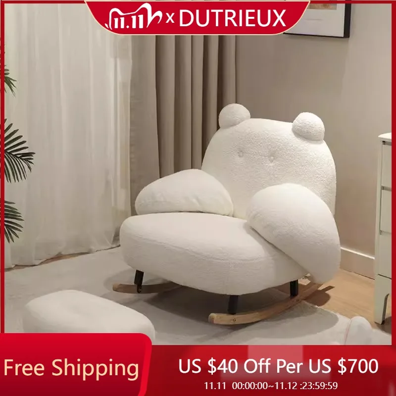

White Rocking Living Room Chairs Reading Relaxing Aesthetic Modern Design Chairs Comfortable Poltrona Space Saving Furniture
