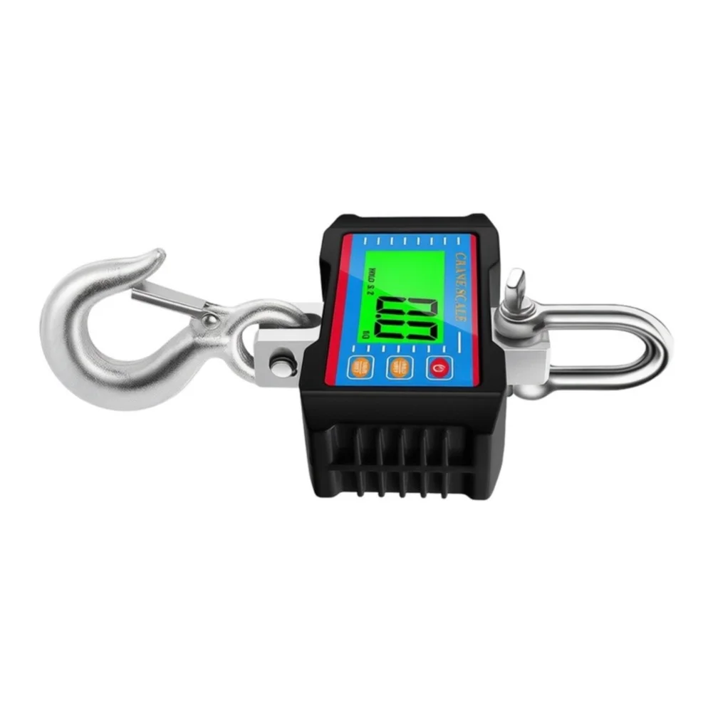 1000kg Electronic For Crane Scale LCD Display Portable Hook Weighing Balance 2200lbs Capacity Aluminum Alloy Dustproof For