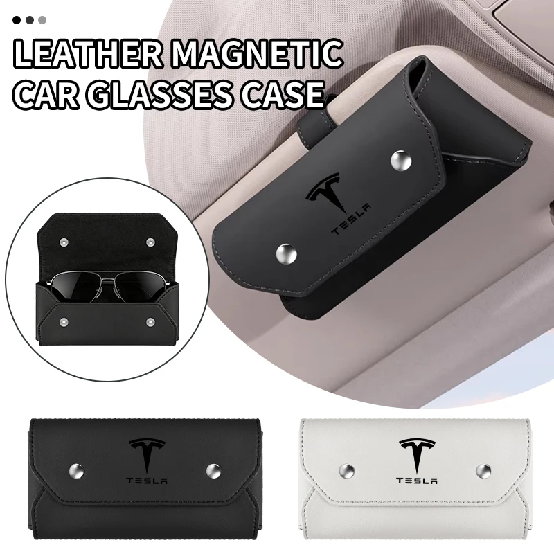

New Car Sun Visor Glasses Holder Credit Card Storage Case Sticker For Tesla Model 3 Model S Model X Model Y Roadster Coil Juguet