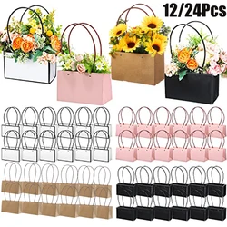 Waterproof Flower Gift Bags Handled Flower Box for Arrangement Rectangle Bouquet Gift Box Florist Supplies for Wedding Christmas