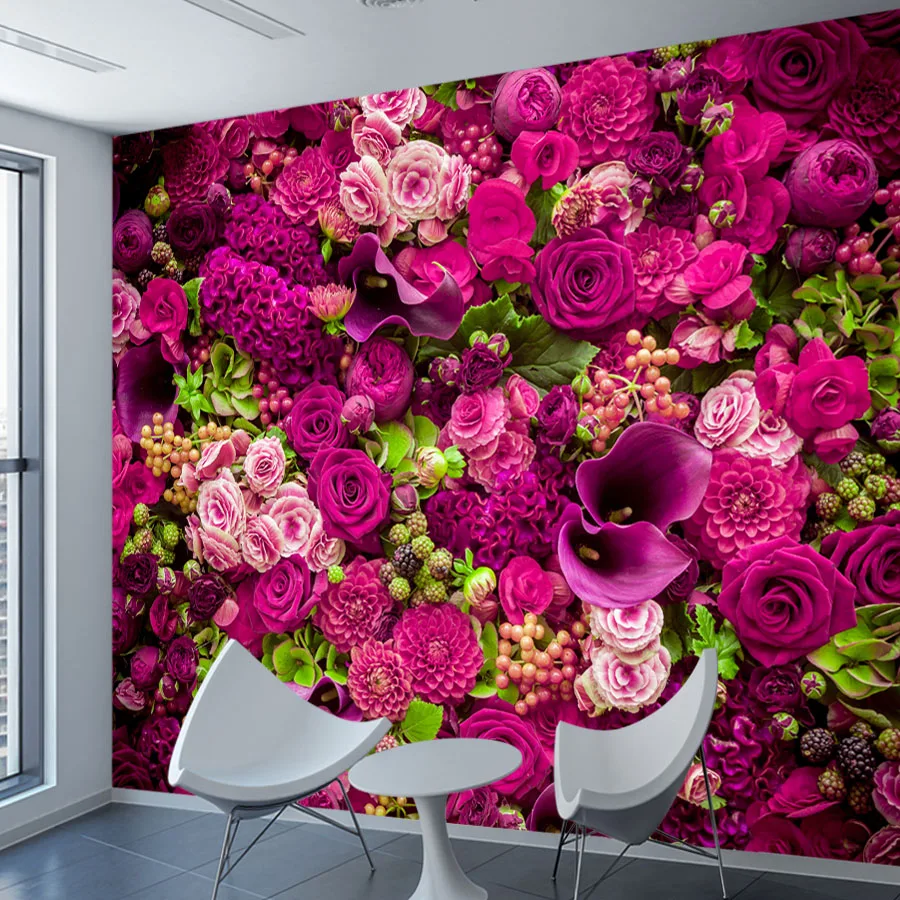 Modern Peel and Stick Wallpapers for Living Room Decoration Wall Papers Home Decor Panel Floral Red Rose Furniture Renovation