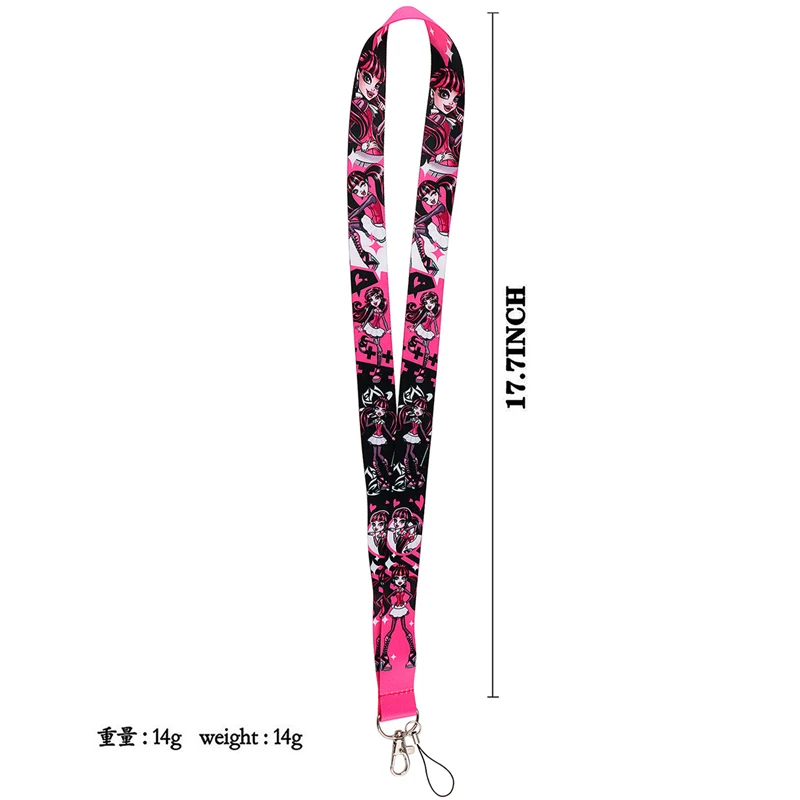 Monster High Lanyard Keys Phone Holder Funny Neck Strap With Keyring ID Card DIY Animal webbings ribbons Hang Rope Decorations