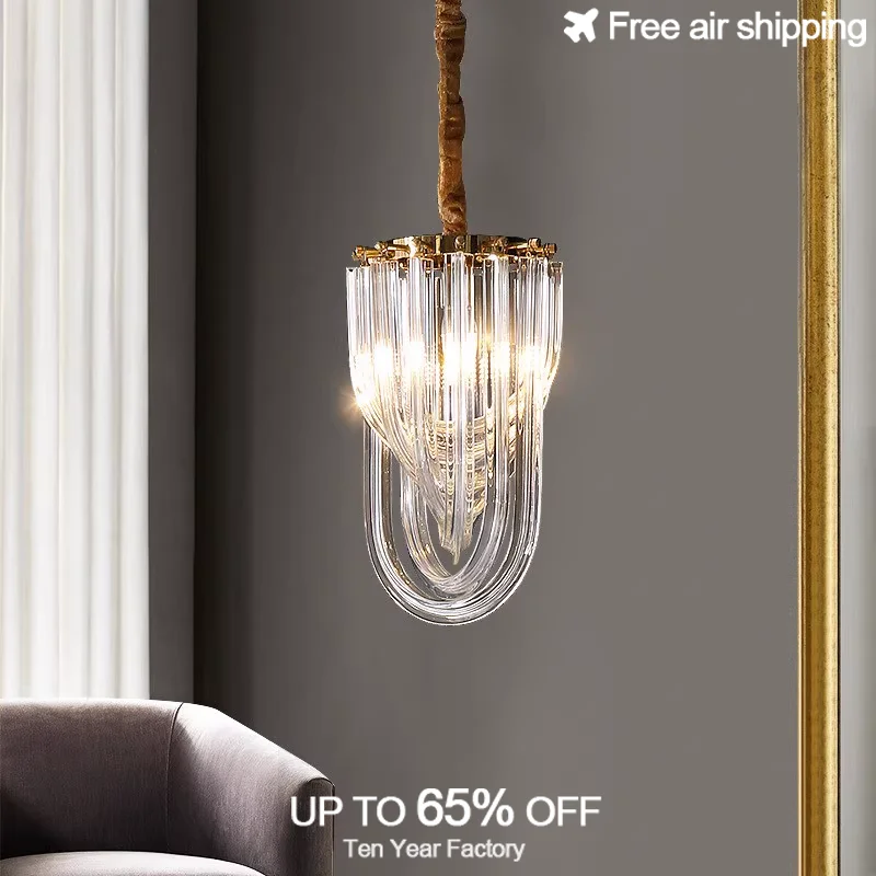 

Modern Minimalist Glass Tube Chandelier Lustre Lamparas for Restaurant Bedroom Bedside Ceiling Lamp Indoor Lighting Decoration