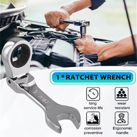 Short Handle Ratchet Wrench with Movable ,Quick Dual-Purpose Open End Wrench,Hardware Tool, Labor-Saving Wrench 17mm