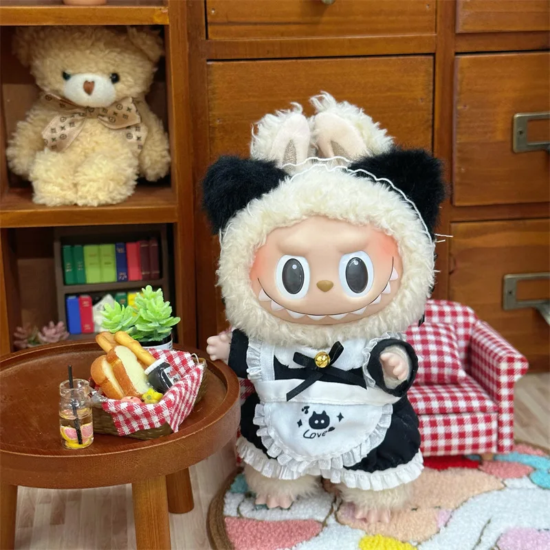 

17cm Labubu Doll Clothes Cat Girl Maid Costume Accessories Suitable for Ropa Labubu V1V2V3