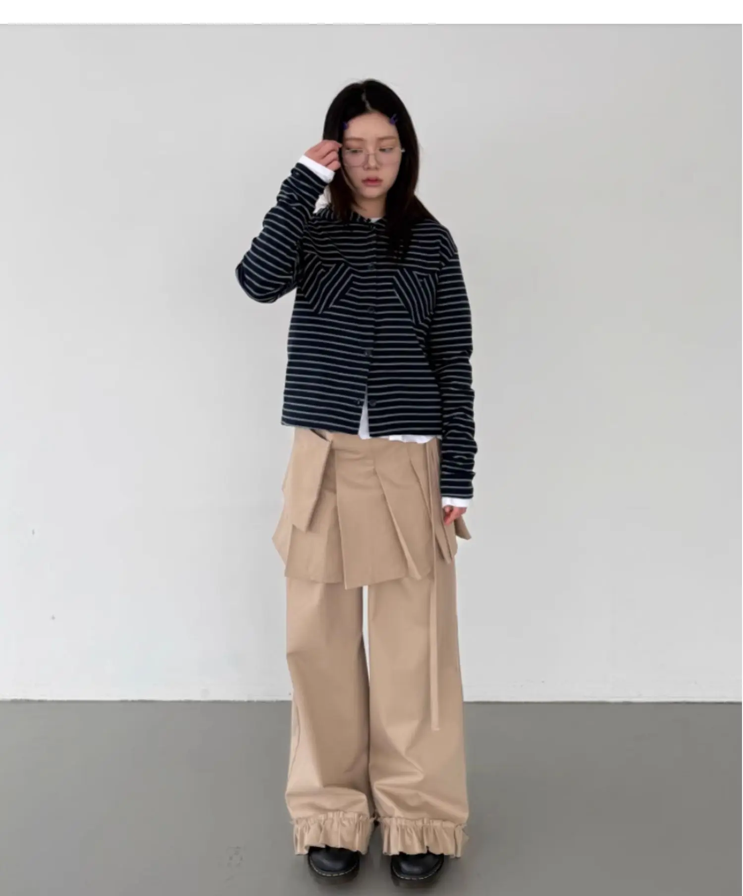 اليابانية خمر الشارع الشهير السراويل فضفاضة للنساء غير النظامية وهمية قطعتين تنورة غير رسمية السراويل Y2k عالية الخصر بنطلون مستقيم