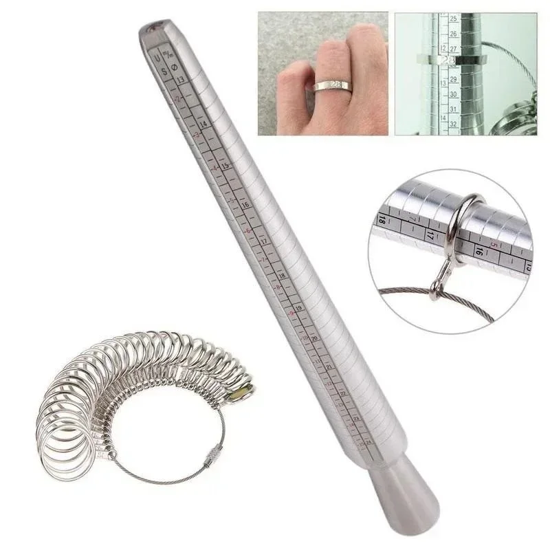 

Ring Sizer Mandrel Kit Finger Measuring Stick Metal Gauge Tool for Jewelers Craft Making and Repair Equipments Accessories