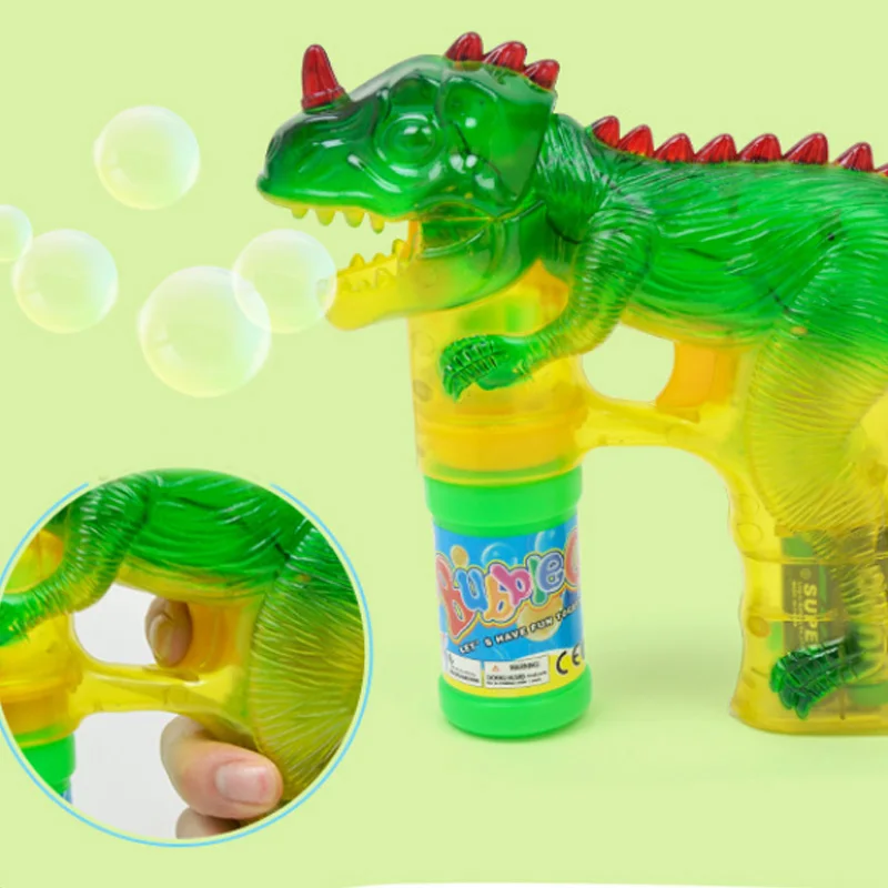 Automatic Dinosaur Bubble Gun With 2 Bottles of Bubble Water Music Soap Bubbles Blower Outdoor Electric Street children's toys