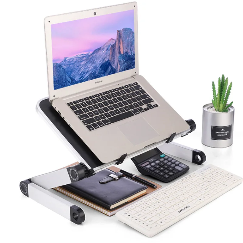 Aluminum Alloy Portable Folding Desk Bed Table Stand Ergonomic Notebook Laptop Computer Mount Holder for 11-17 Inch Notebook PC