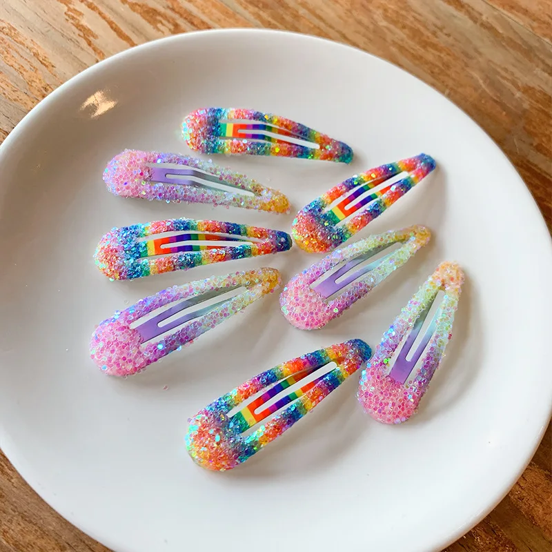 

Colorful Sparkly Water Drop BB Clips Korean Style Non Slip Baby Hair Grips for Girls Kids Cute Headwear