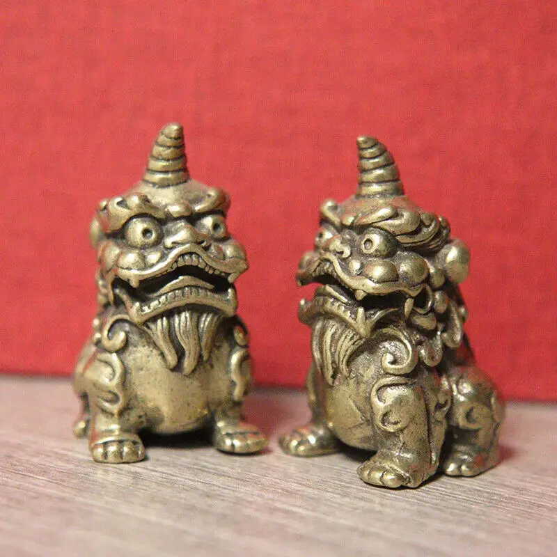 

1pc Vintage Brass Lucky Beast Animal Statue Miniature Doll Statue