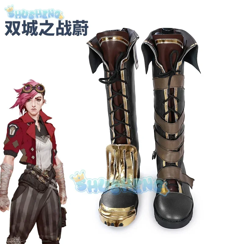 Arcane saison 2 Vi Cosplay chaussures le Piltover Enforcer Anime personnage accessoire Halloween carnaval fête