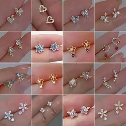 Fashion Mini Blue Flower Hypoallergenic Stud Earrings for Women Daily Wear Versatile Ear Piercing Jewelry Accessories Gifts