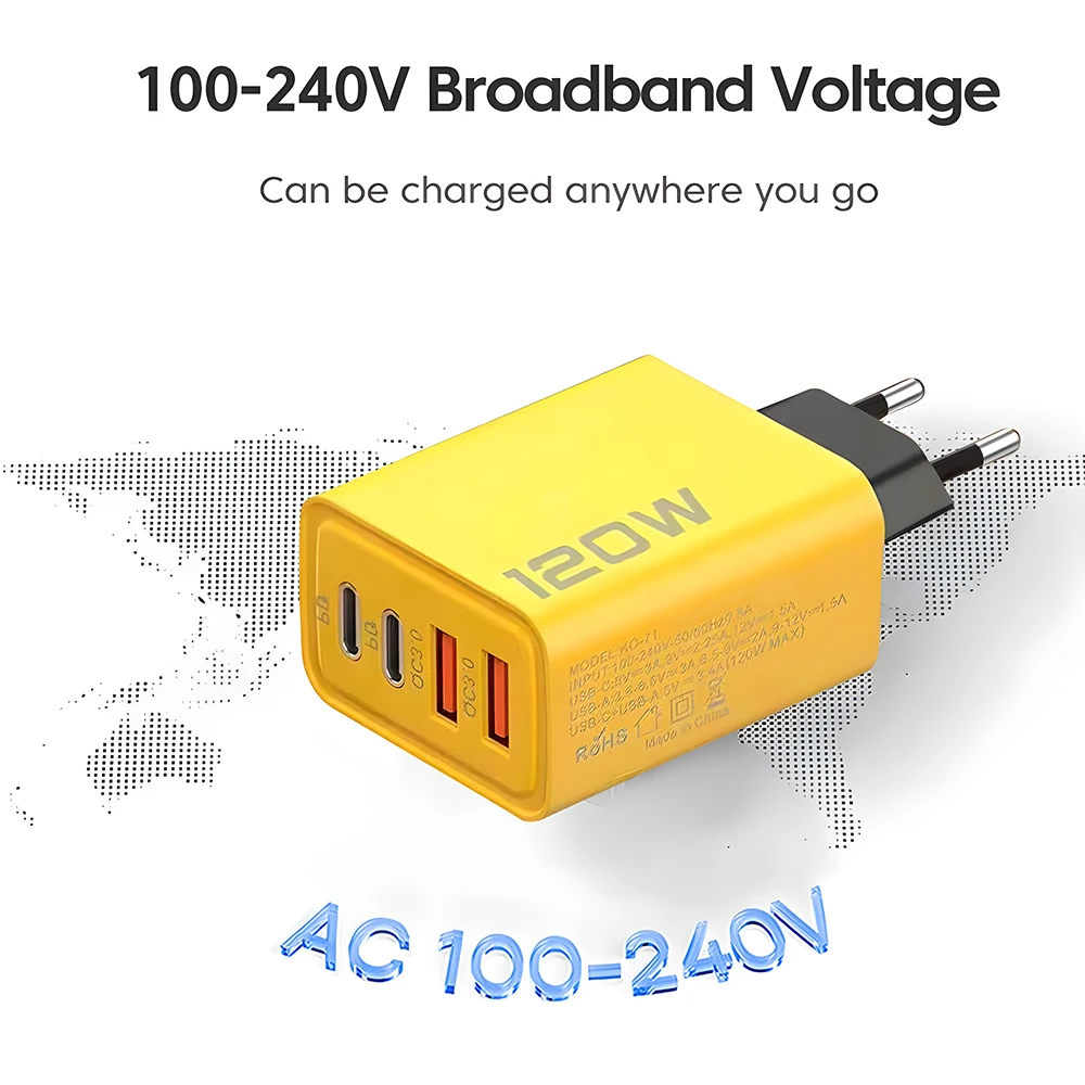 샤오미 4 포트 USB C PD 충전기, 고속 충전 3.0, C타입 USB 휴대폰 충전기, 고속 충전 어댑터, 아이폰 15, 14, 삼성 샤오미