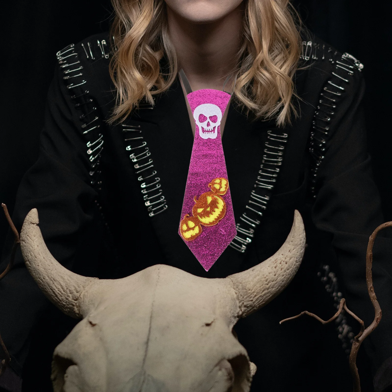 Koszulka z motywem Halloween, dyniowa czaszka, mucha, rekwizyt do cosplayu, łatwa w noszeniu, unisex, dekoracja na szyję, akcesorium do kostiumu festiwalowego.