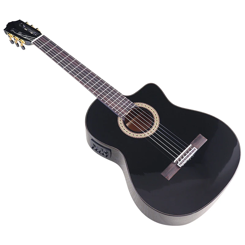 New 40 Inch Electric Classical Guitar 6 String Nylon Guitar Basswood Body Hand Black Natural & Sunburst With Classical Head