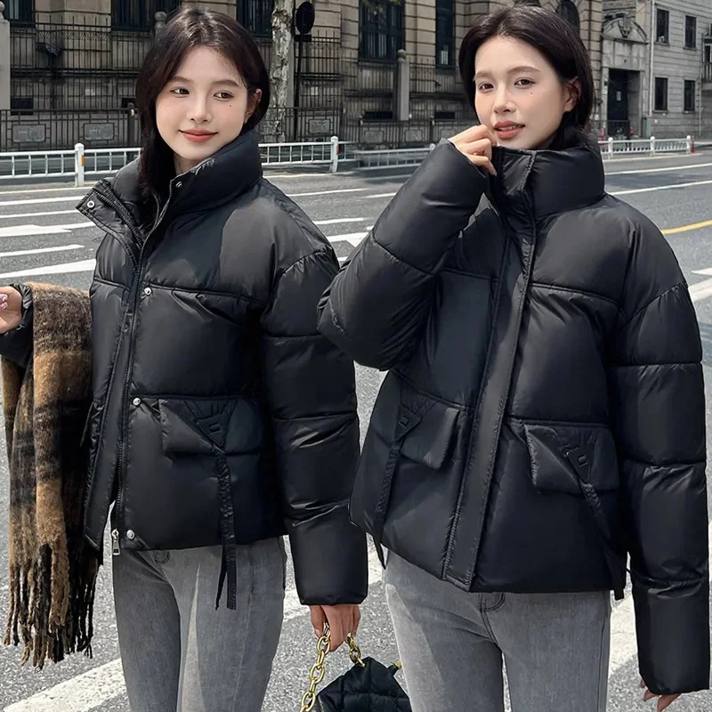 

2024 New Winter Puffer Coat Women Warn Casual Loose Jacket Down Trendy Parkas Soft Cropped Down Cotton-padded Thicken Outerwear