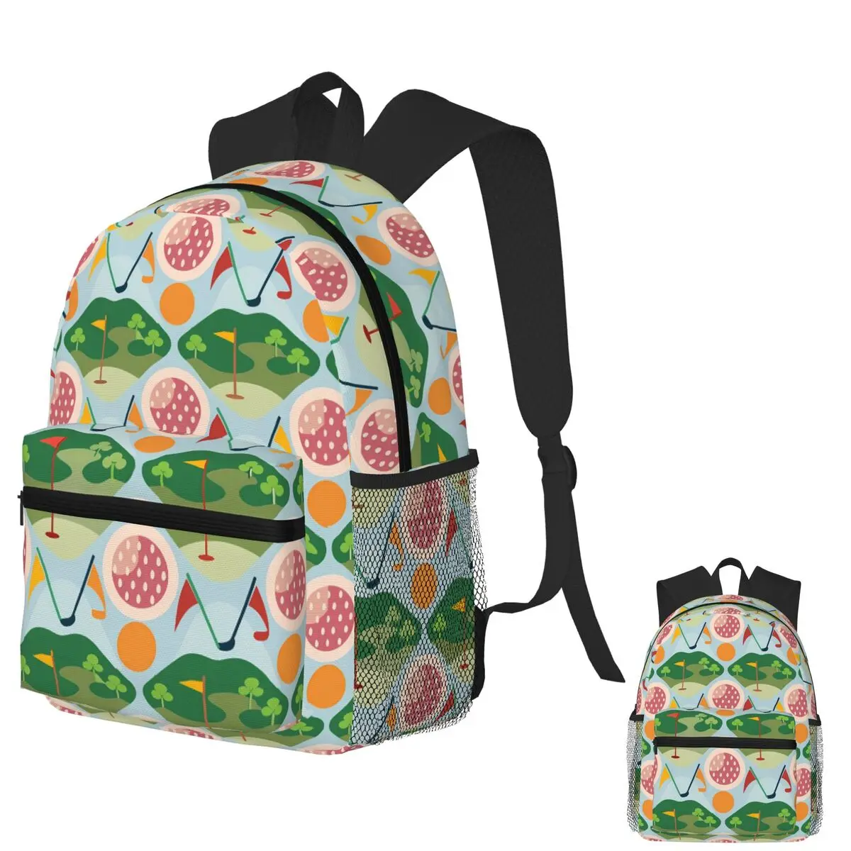 

Sporty Golf Greens With Patterned Flair Student Backpack School Bag Hiking Travel Daypack for Boys Girls Bookbag Shoulder Bags