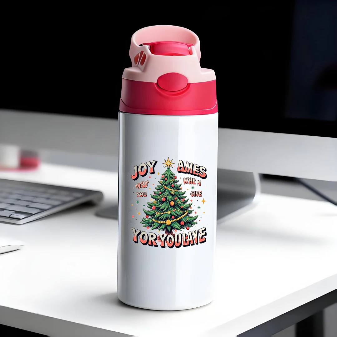 

304 Stainless Steel Insulated Cup + Cartoon Christmas Tree Theme + Child Straw Cup Christmas Gift