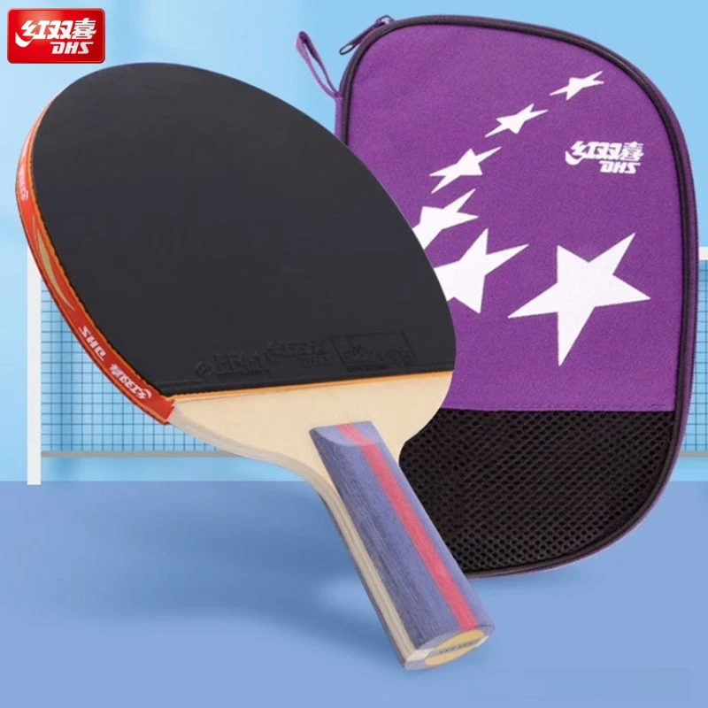 

DHS Table 2 Star Tennis Racket Ping Pong Racket Set 7 Baseboard Layer Pimples-in Rubber Hight Quality Paddle with Bag