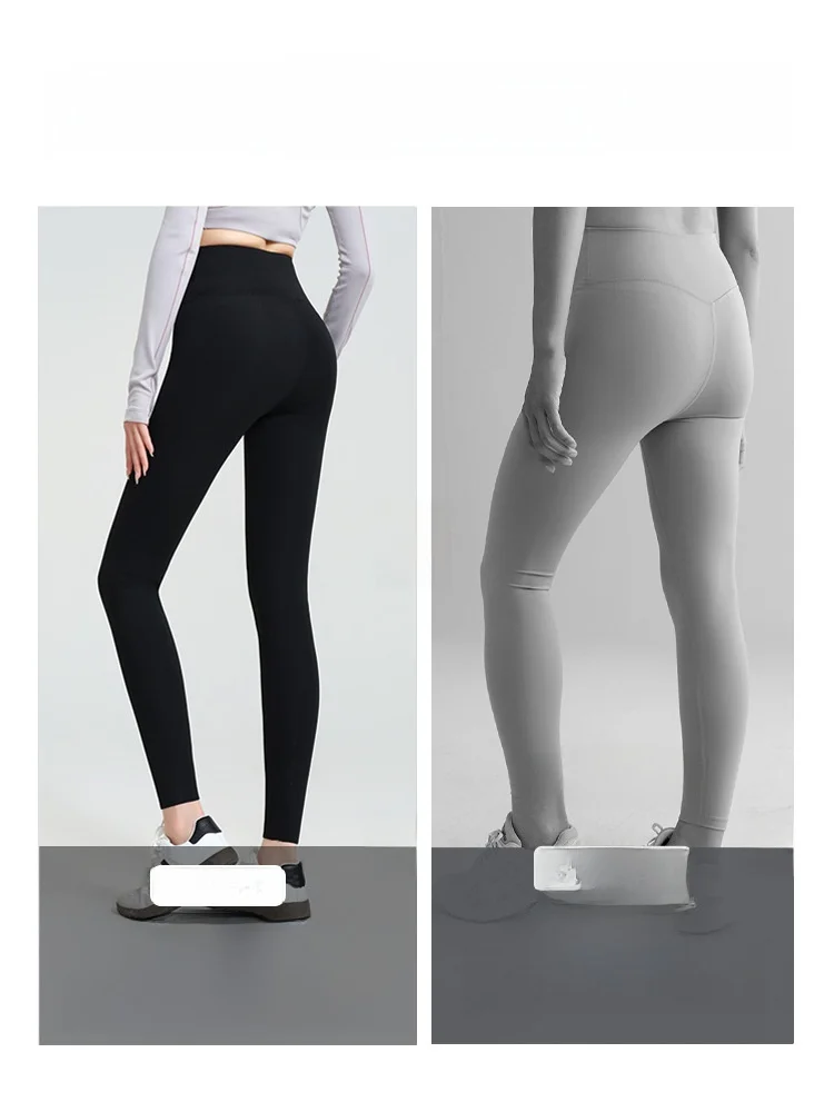 بنطلون يوجا نسائي قطعة واحدة من جلد الغزال، بنطلون طويل عالي الخصر لرفع المؤخرة، ملابس خارجية للشتاء