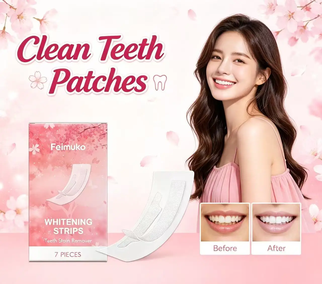 Teeth Whitening Strips Gentle Teeth Stain Remover Effective Yellow Teeth Improvement Fresh Smile Home Oral Care