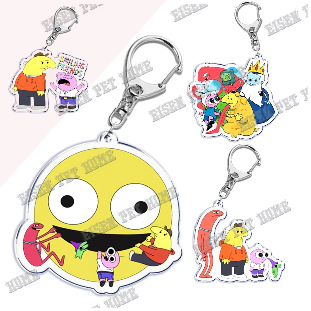 Cartoon Anime Smile Key Chain Keychains Ring for Accessories Bag Graffiti Pendant Keyring Jewelry Fans Gifts for Friends