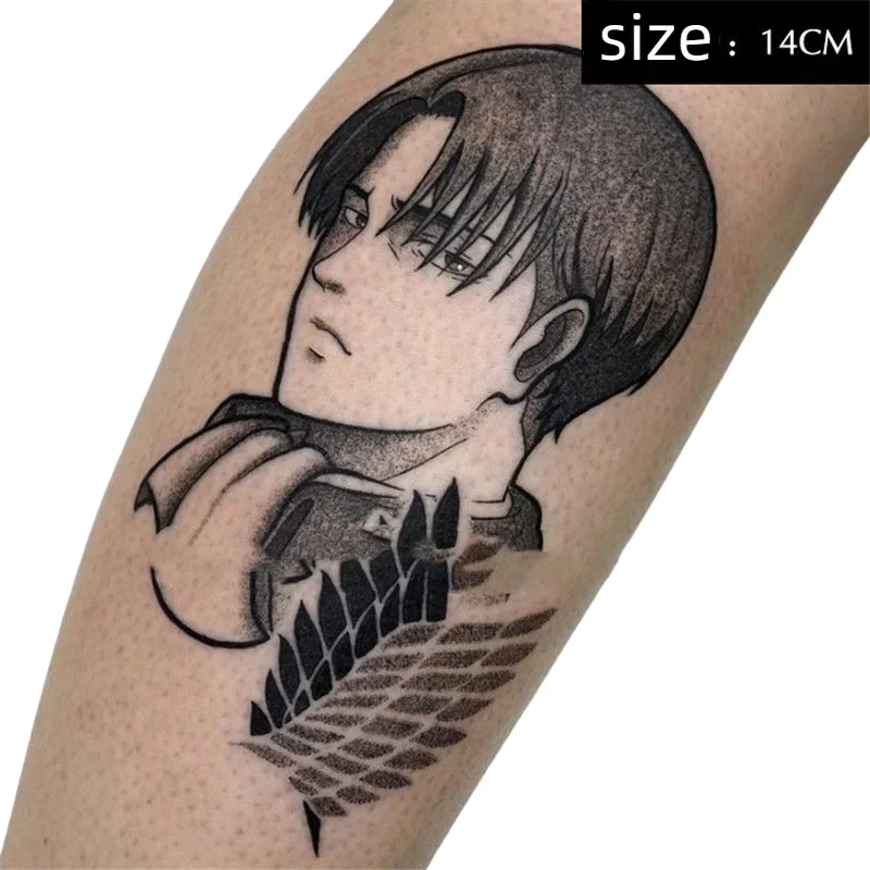 أنيمي هجوم على تيتان الوشم المؤقت ليفي أكرمان شخصية نقل الوشم الذراع الساق هيئة الفن مقاوم للماء ملصقات الوشم وهمية #2
