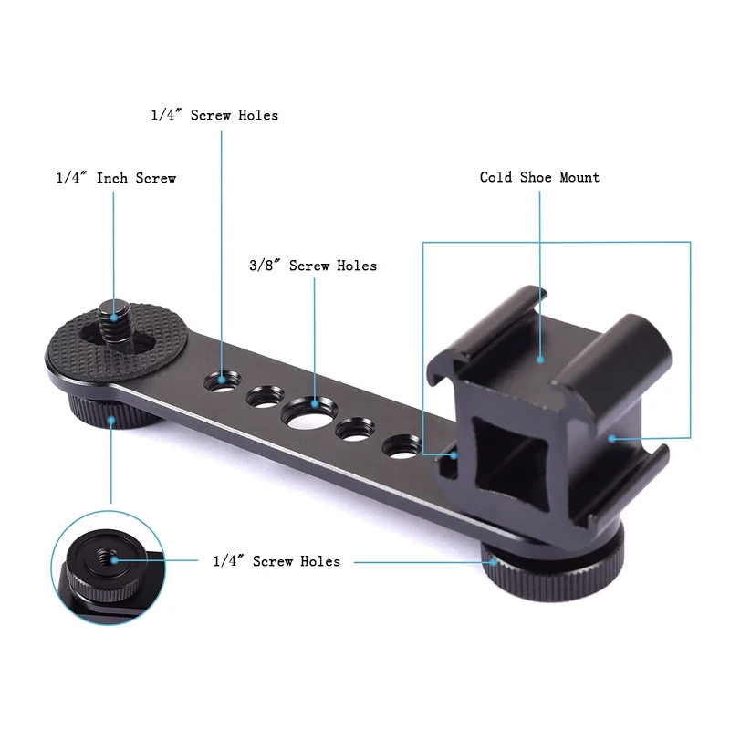 Hot Shoe Extension Bar Mount Cold Shoe Extension Flash Bracket Mount For Nikon Canon Sony Olympus DSLR Camera Camcorder DV