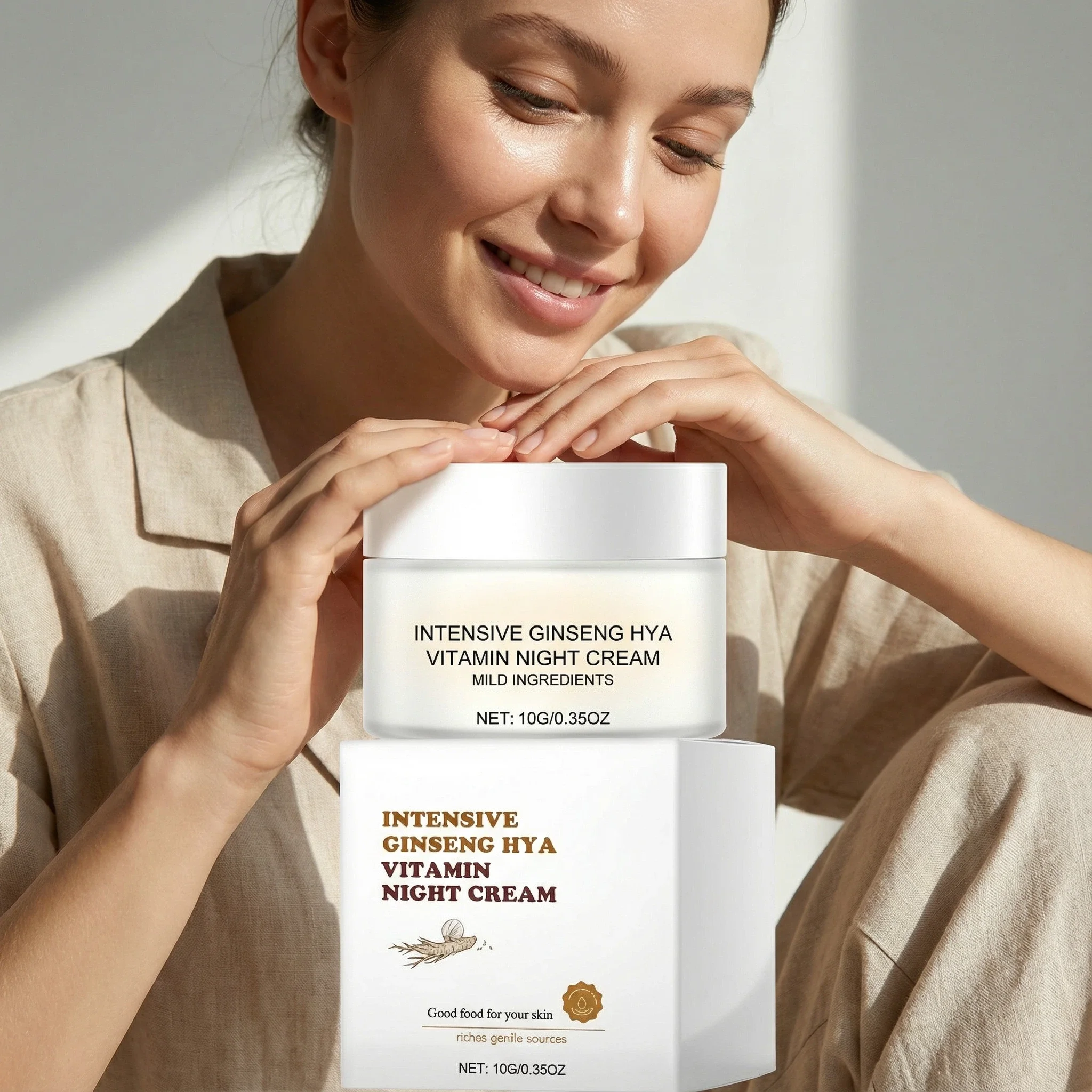 

Ginseng Root Nourishing Night Cream Relieve Dullness Brighten Skin Tone Improve Skin Condition Moisturizing Firming Face Lotion