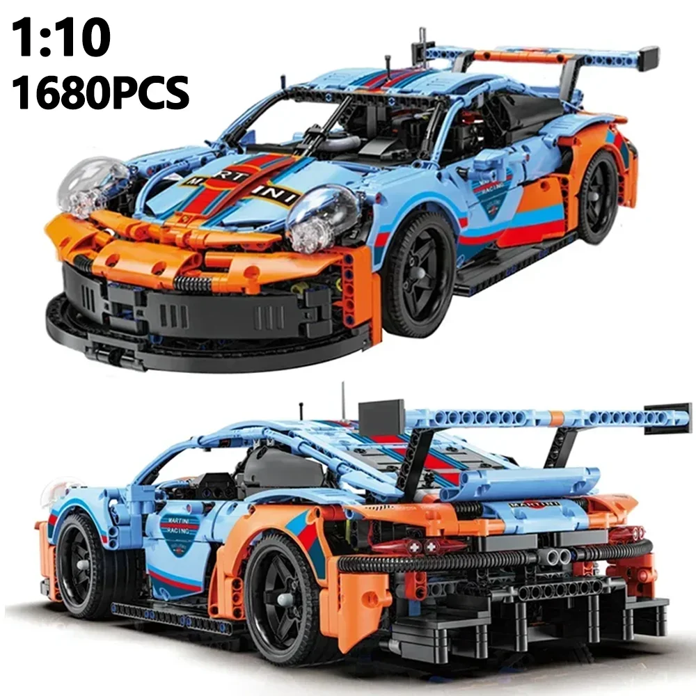 911RSR techniczny samochód sportowy wyścigowy 1680 sztuk 1:10 Model MOC klocki miasto mechaniczny pojazd prędkości Supercar Puzzle zabawki dla dzieci