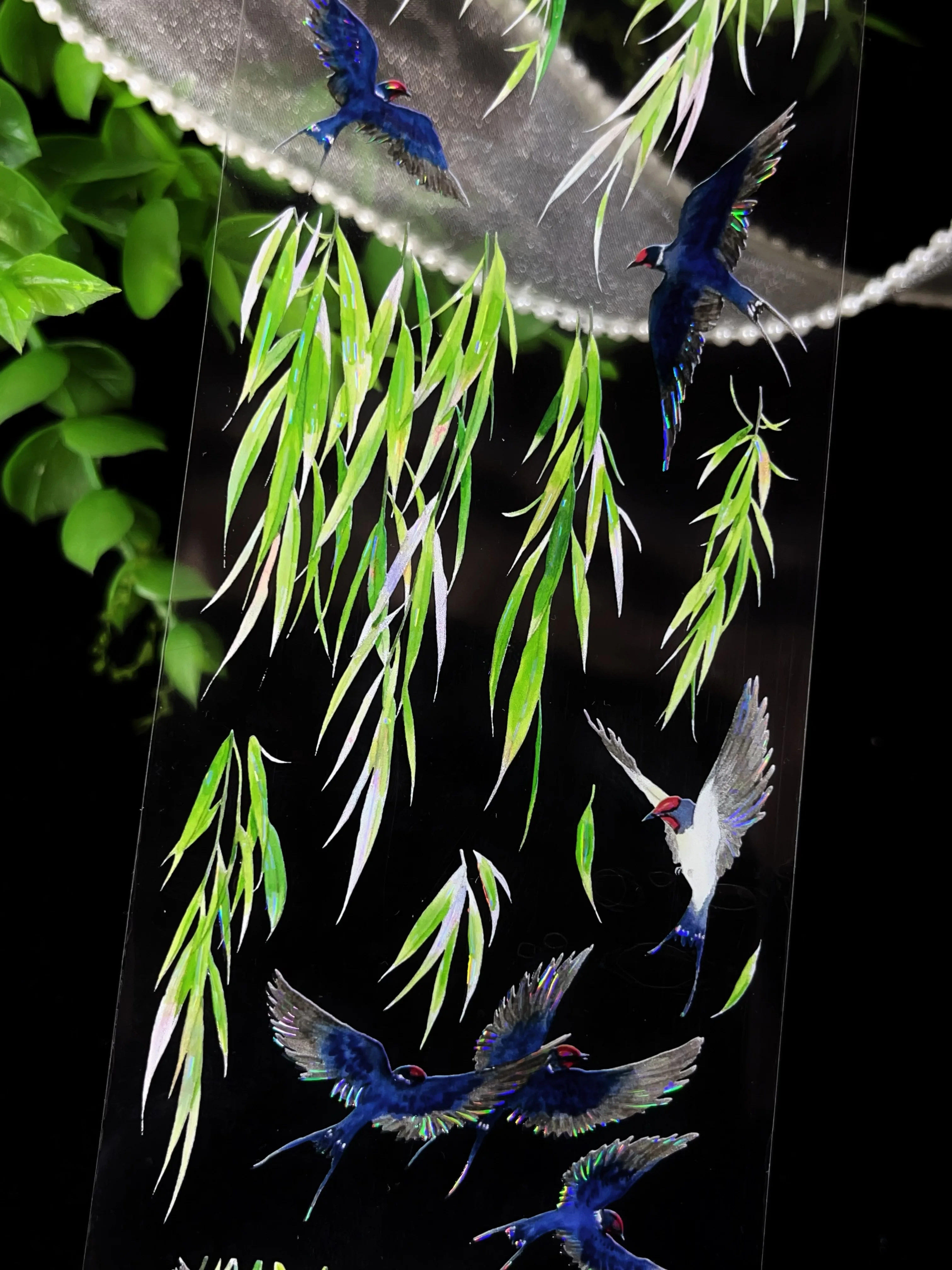 Spring Returns Swallows Willows Appear Shiny Shell PET Tape Craft Supplies DIY Scrapbooking Card Making Decor Plan Sticker