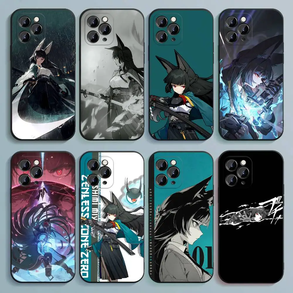 حافظة هاتف H-Hoshimi M-Miyabi ZZZ لهاتف iPhone 17,16,15,14,13,12,Pro,Max,Plus,E,SE4,Air,غطاء ناعم أسود صغير