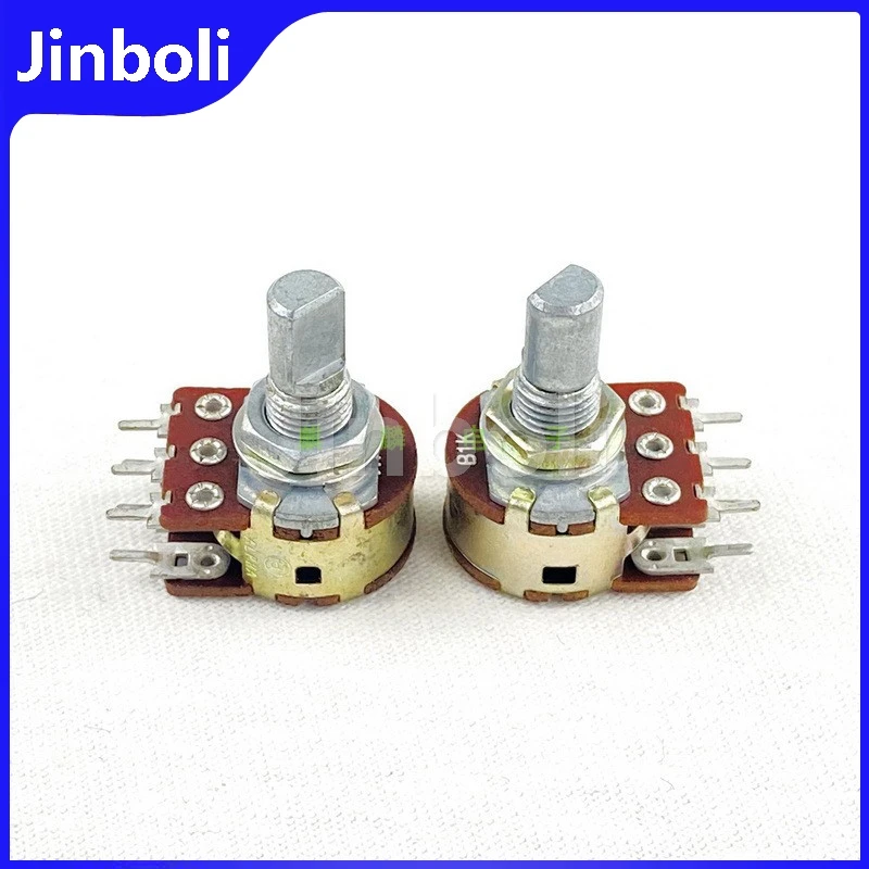 1PCS 16 Type B1K C1K Dual Power Amplifier Volume Potentiometer 6Pins Adjustable Resistor 15MM Half Shaft